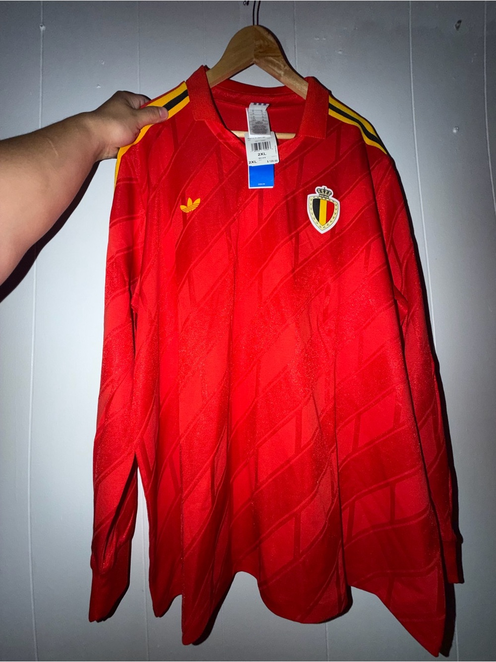 Men Adidas Belgium Long sleeve retro jersey Size 2XL